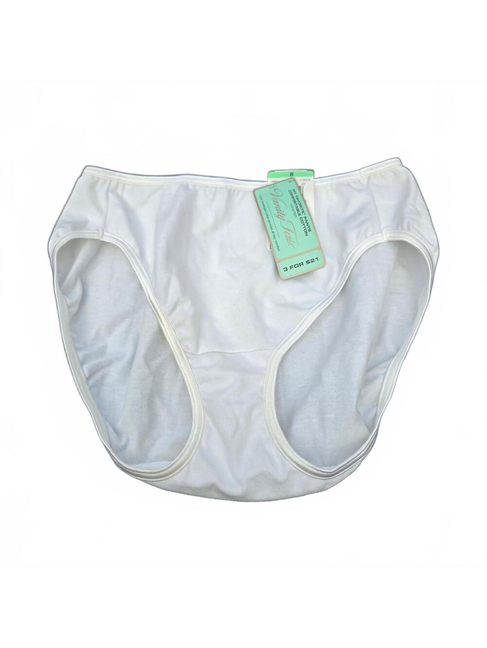 Vanity Fair Y2K 18-321 8 XL White Cotton Vintage Hi-Cut Bikini Underwear Panties